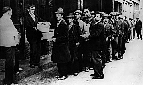 The Great Depression: Unemployed Poor Waiting in the Food Queue (Picture: Shutterstock)